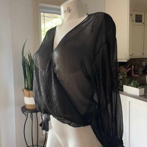 All Saints Hattie  Black blouse top xs sheer - Picture 7 of 10